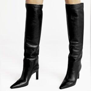 The Attico VITTO 85 Black Leather‎ Knee High Boots